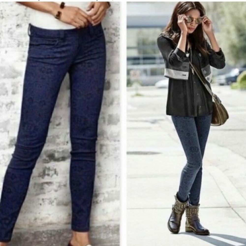 Cabi Floral Lace Skinny Stretch Jeans Pants 3195 Size 4